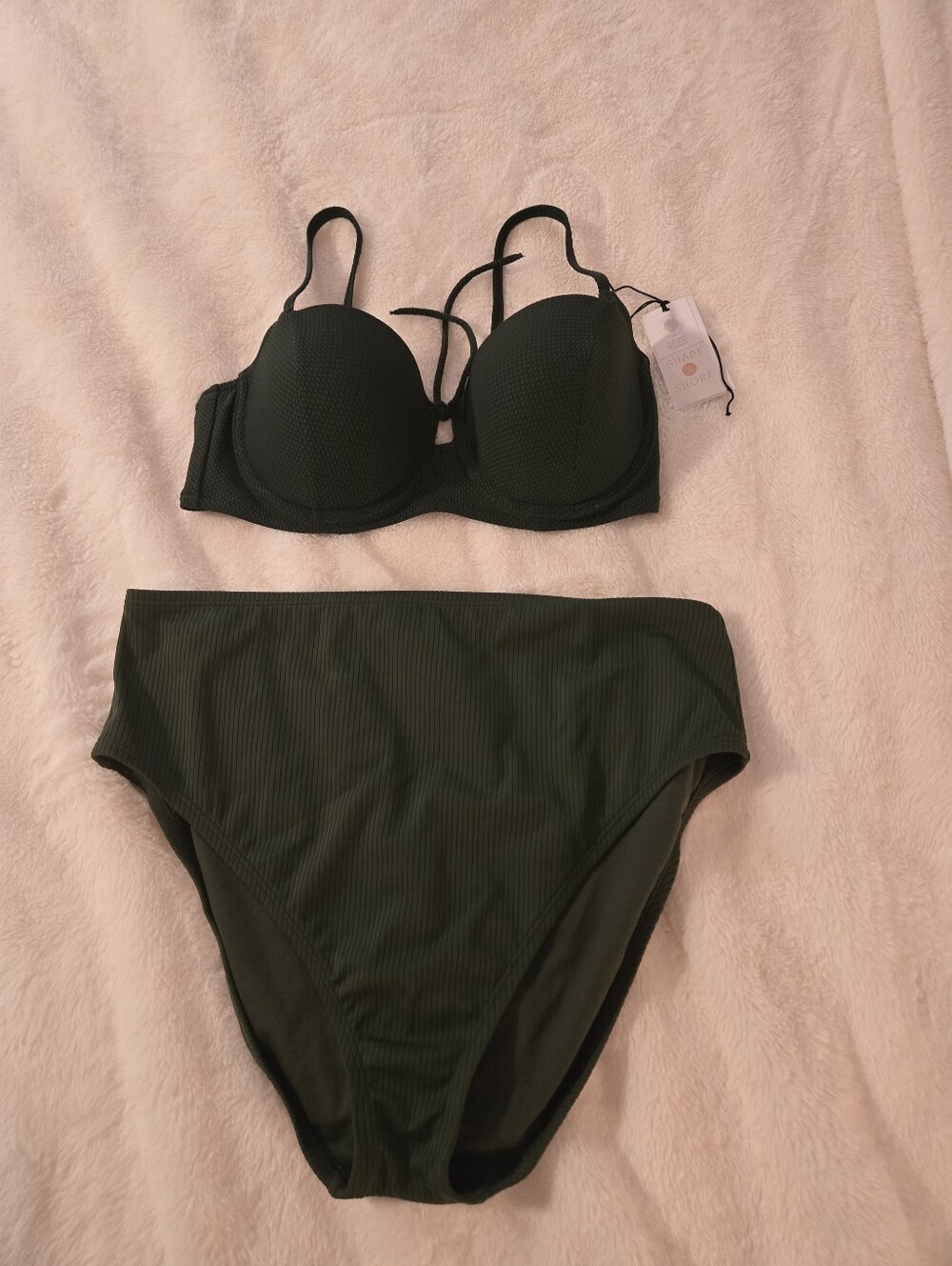 Women’s High-Waist Two-Piece Swimsuit - Dark Green
